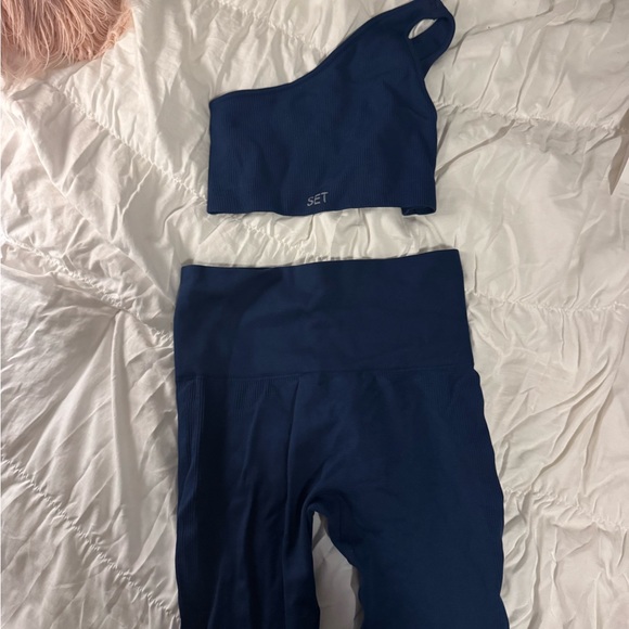 SET Active Other - SET Active Navy Blue One-Shoulder Activewear Set
